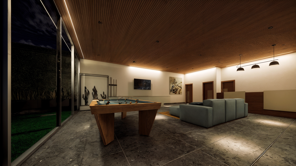 Proyecto terraza Querétaro, render noche