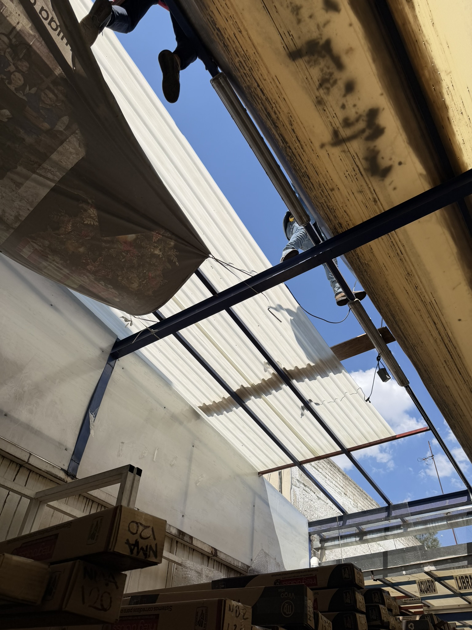Cambio de policarbonato en mal estado a láminas acrílicas en MIguel Hidalgo, CDMX